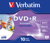 VERBATIM DVD+R Wide Inkjet Printable - 10 stuks in jewel case